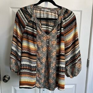 Valerie Stevens Women’s Bohemian Print top - Size Petite Large